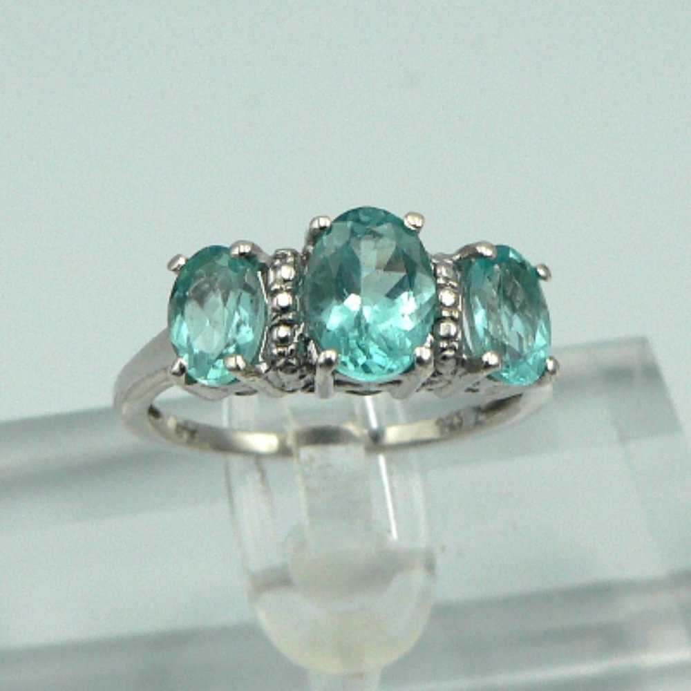 Sz 6 Genuine Madagascar Paraiba Apatite Ring NWOT